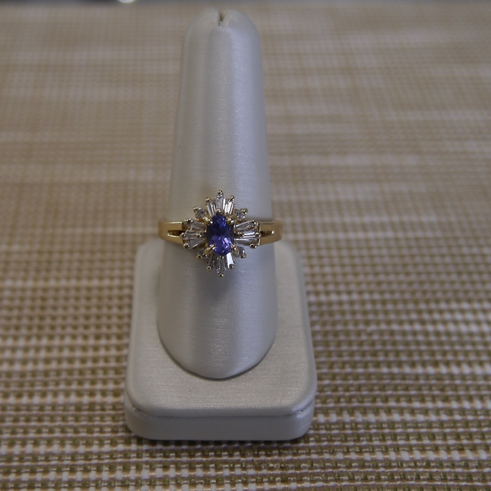 Vintage Tanzanite and Diamond Ring